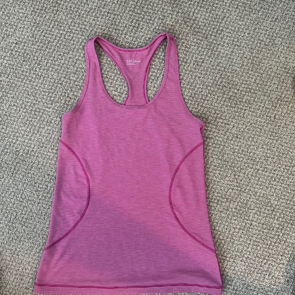 Zella hot pink white stripe tank top